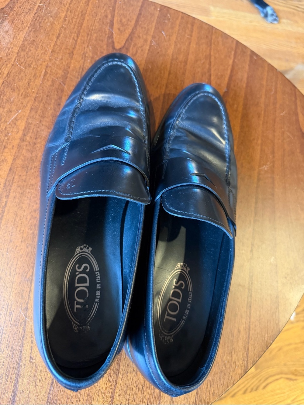 Tod's Black Leather Penny Loafers - Men's Slip-On Dress Shoes